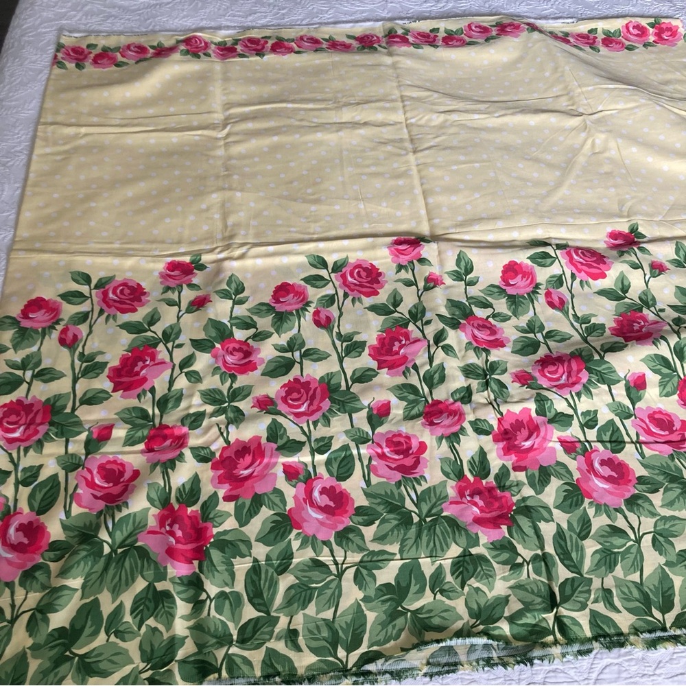 5 yards fabric Gertie Gretchen Hirsch 2014 rose garden border 100% cotton RARE